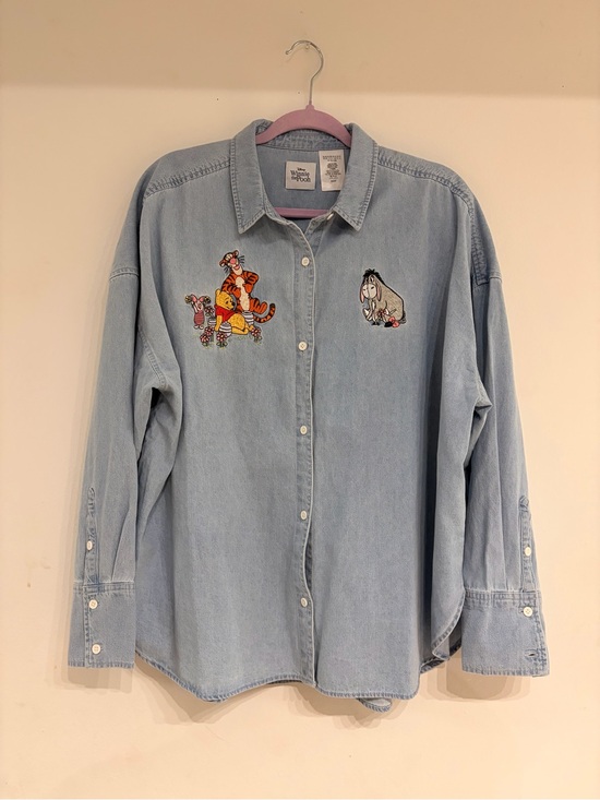 Disney Tops - Disney Light Blue Denim Button-Up wirh Winnie the Pooh and Friends